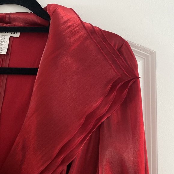 Red Formal Wrap Blouse - Picture 3 of 6